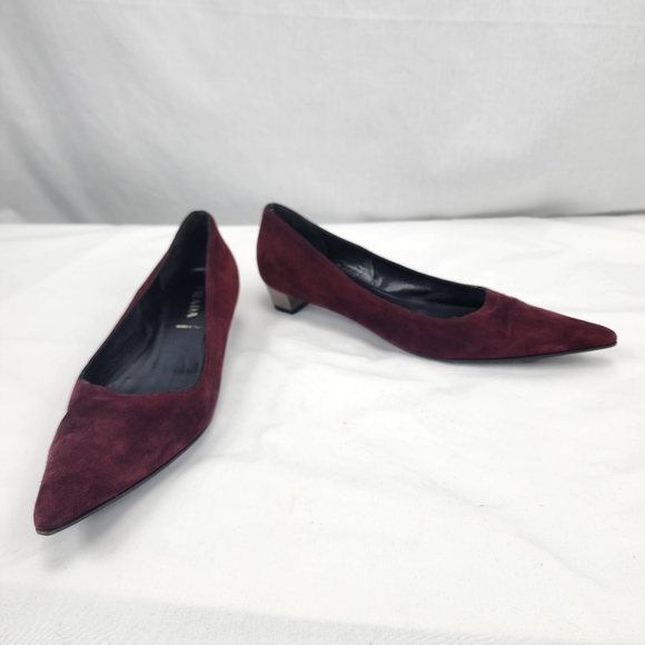 Prada Burgandy Suede Pointed Toe Pumps  Prada Size 38.5 US 8.5 made in Italy! - Picture 6 of 10
